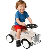 AIYAPLAY Correpasillos para Bebés de 12 a 36 Meses Coche sin Pedales con Bocina Compartimento de Almacenaje y Volante para Interior y Exterior 58x27x35 cm Crema