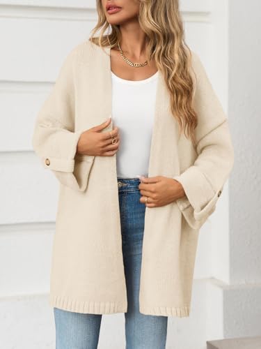 Image of Saodimallsu Womens Oversized Long Cardigan Sweaters Casual Open Front Chunky Knit Slouchy Fall Trendy Sweater Coats