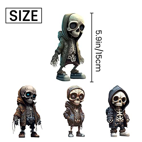 4 Pcs Cool Skeleton Figurines, 2023 New Cute Statue Skeleton Halloween Ornaments Decoration Collectibles Memorial, Unique Decoration Fun Gift For Statue Collectors Lovers (4 Pcs) #TOP5