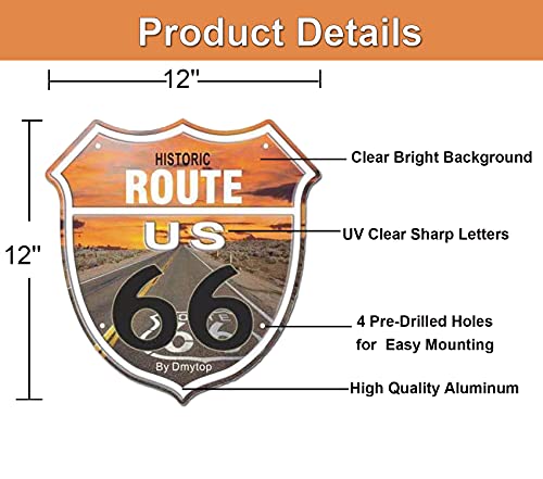 Route 66 Signs Vintage Retro High Way Road Home Garage Wall Decor Decoration Metal Sign, 12 X 12 Inches Rust Free Aluminum ( 1 Pack) #TOP1