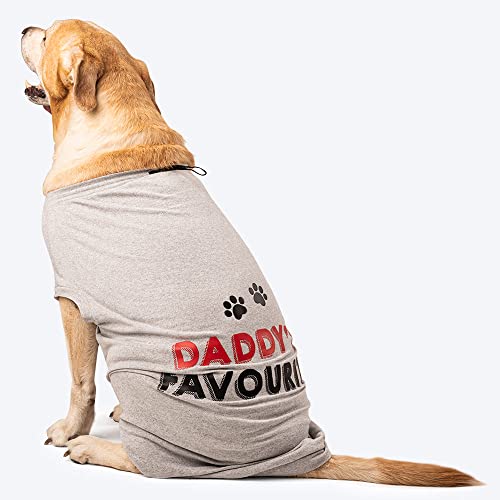 Image of HUFT Twinning - Daddy's Favourite T-Shirt for Dogs - Grey with Black & Red Print - XS
