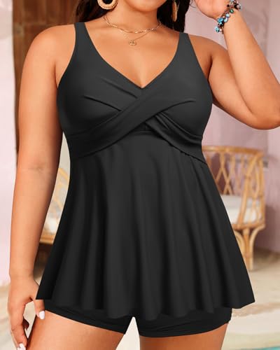 Plus Size Tankini Top Only - Flowy Bathing Suits Top Plus Size Swim Top 2025 Modest Swimsuits Top4