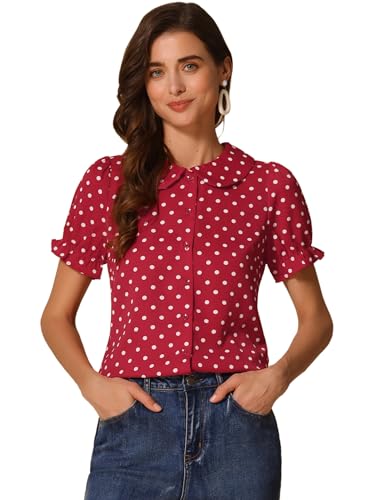 Chemise à pois vintage bordeaux pour un look de bureau élégant