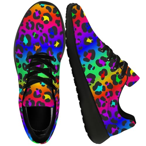 Women's Leopard Print Running Shoes,Comfortable Tennis Walking Sneakers4