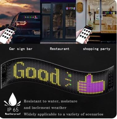 Image of Cloudsale LED Sign Car Bluetooth App LED Matrix Pixel Panel Night Light DIY Programmable Flexible LED Display for Car, Shop, Hotel & Bar (16 * 64)(App Control Only) L*B (10 * 38)