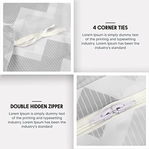 Utopia Bedding Duvet Cover Queen Size Set - 1 Duvet Cover With 2 Pillow Shams - 3 Pieces Comforter Cover With Zipper Closure - Ultra Soft Brushed Microfiber, 90 X 90 Inches (Queen, Chevron Grey) #TOP6