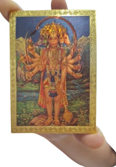 A to Z Home |Shree Hanuman, PANCHAMUKH Hanuman Self Adhesive | Magnetic Pocket Size Poster Sticker for Home Office Business Place Décor, Worship use 8.5x6cm (Multi)