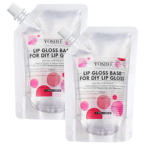 yosiio Lip Gloss Base, 2 Pack Clear Versagel Base Bulk Lip Moisturizer Olive Oil Lip Gloss Base Gel Lip Gloss Supplies for DIY Lip Balm Lip Plumper (2 of 7.05oz bags)