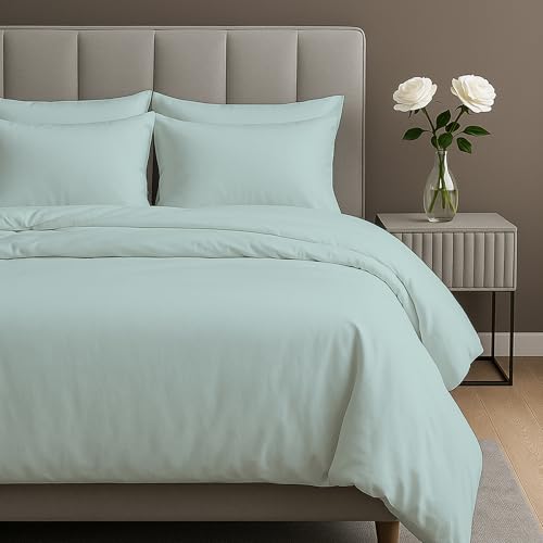 Luxurious BloomBedding King Size 3 Piece Duvet Set - 100% Cotton Super Soft Cover with Button Closure for Ultimate Comfort
