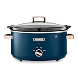 Tower Cavaletto 6.5 Litre Slow Cooker with 3 Heat Settings, Removable Dishwasher Safe Pot, Cool Touch Handles, Up to 8 Portions, Midnight Blue and Rose Gold, T16043MNB