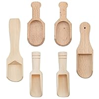 MIPIACE 6 Stück Holzlöffel Klein Mini für Gewürze Salz Kleine Holzschaufel Küche für kaffee Zucker Tee Süßigkeiten Salz Löffelchen Klein