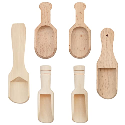 MIPIACE Juego de 6 Cucharas de Madera Pequeñas para Especias, Sal, Café, Azúcar, Té y Dulces - Cucharitas de Diferentes Tamaños para Cocina