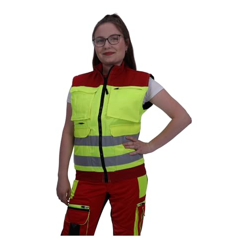 RescPol Weste Rettungsdienst leuchtgelb/rot mit Flausch M