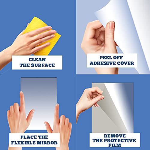 Performore 12 Pack Of Self Adhesive Plastic Mirror Sheets, 4” X 6” X 0.03” Flexible Non Glass Mirror Tiles With Protective Clear Film, Peel And Stick Mirror For Home Office Wall Decoration #TOP5