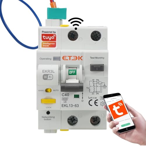 Diferencial Auto Rearmable con control por WIFI Superinmunizado   40A 300mA   RCBO con Protección Magnetotérmica contra Sobrecorriente   Clase A   Control Remoto