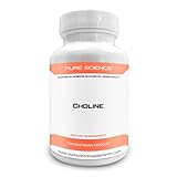 Pure Science Choline Bitartrate Capsules 600mg - Improves Brain Function, Muscle Function & Overall Health - 100 Vegetarian Capsules of Choline Bitartrate Powder