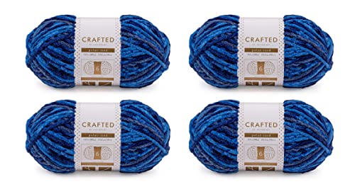 Image of Crafted By Catherine Blanket Multi Yarn - 4 Pack (213 Yards Each Skein), Navy Multi, Gauge 6 Super Bulky