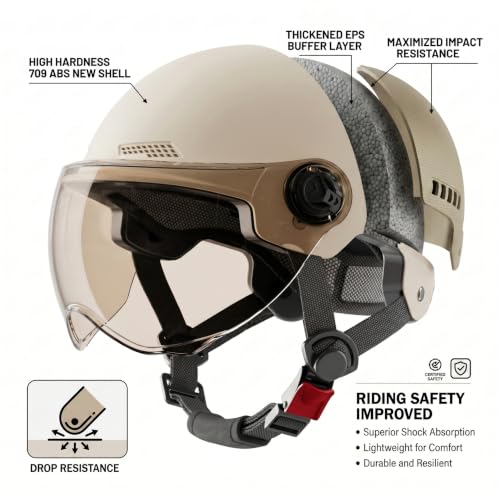 Casco de moto jet para mujer con visera solar color albaricoque 2