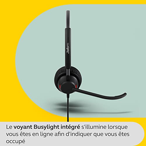 Jabra Engage 40 - Micro-casque filaire stéréo - Technologie 2 micros à réduction de bruit, câble USB-C - Ultra léger - Fonctionne avec les plateformes UC telles que Zoom & Unify - Noir