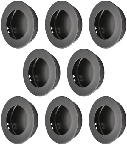 Gasea 4 Packs Recessed Sliding Pull Door Handles, 60mm Stainless Steel Flush Pull Handles Round Finger Pulls Hidden Cabinet Handles With Concealed