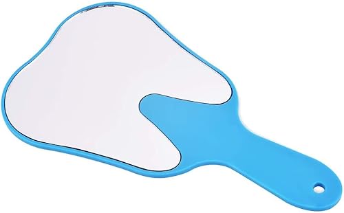 Miniatura 5 de Espejo de dientes con mango en forma de diente, herramienta de espejo dental, espejo de mano, espejo de maquillaje de vidrio de plástico, 6 uds
