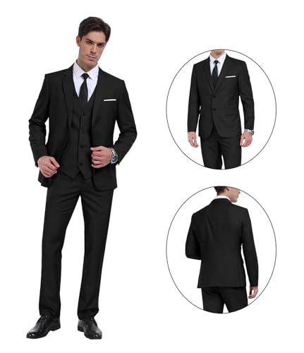 Image of Men's Suits 3 Piece Set Slim Fit Wedding Prom Tuxedo Formal Suit for Men