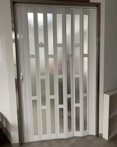 Porte pliante accordéon blanche avec poteaux magnétiques pour fermeture hermétique