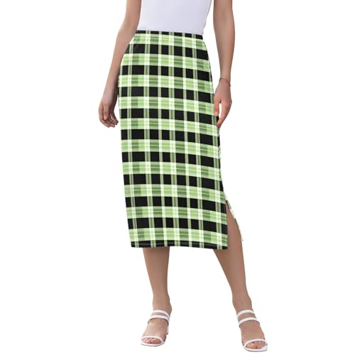 Womens Casual Elastic Midi Half Skirt Spring Slit Midi Skirt