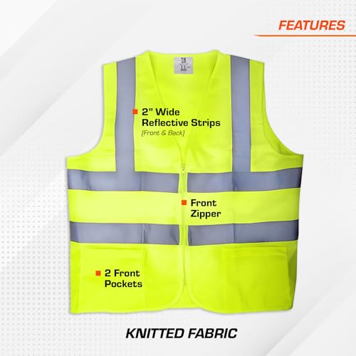 Image of TR Industrial Yellow Knitted Safety Vest, Size 4XL, 2-Pocket with Zipper