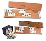 104 Spielsteine und 2 Joker-Steine, 1 x Würfel