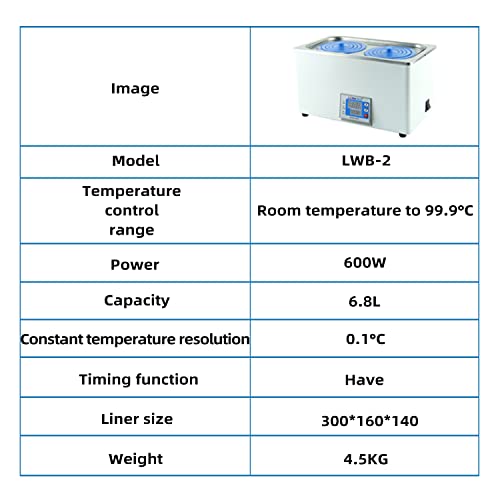 Larksci Digital Lab Thermostatic Water Bath Heater 6L 1 Chamber With 2 Openings Ring Cover Stainless Steel Liner 110V/60Hz #TOP5