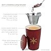 Tea Forte Double-Walled Ceramic Kati Cup, Removable Stainless Steel Infuser Basket and Lid, Steeps 12 oz Loose Leaf Tea, Dishwasher & Microwave Safe, Warming Joy