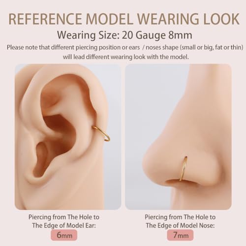 Image of FANSING Men Women 316L Surgical Steel Hinged Nose Rings Hoop for Nostril Septum Cartilage Helix Daith Tragus Rook Conch Lip Ear Lobe Piercings