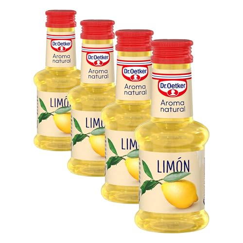 DR. OETKER Aroma Natural de Limón, Aroma Natural Líquido de Limón Especial para Postres y Batidos - Envase de 35ml (Cantidad Aproximada para 10 Dosificaciones) (Paquete de 4)