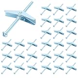 Rierdge 30 Pcs 1/8 Inch Metal Toggle Bolts, 1/8 x 2 Inch Galvanized Anchor Bolts, Steel Philips Round Head Toggle Wing Nut Bolt for Hanging Heavy Items on Drywall Wood