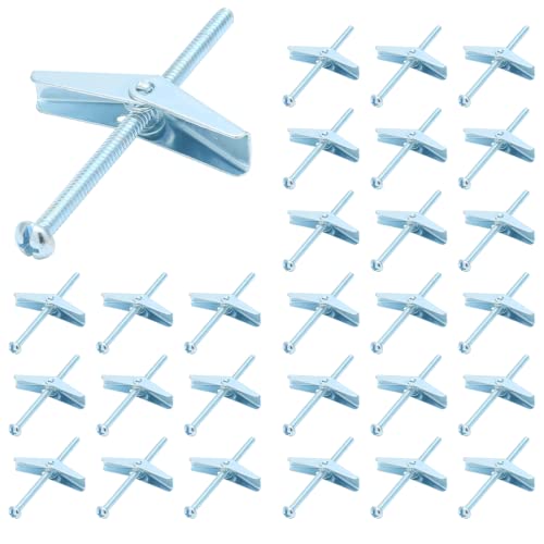 Rierdge 30 Pcs 3/16 x 3 Inch Metal Toggle Bolts
