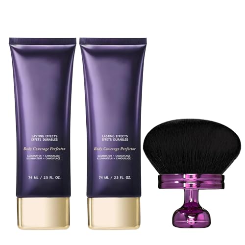 Beauty Body Coverage Perfector with Brush, All Over Complexion Perfector For Legs, 2-in-1 Body Camouflage and Illuminator, Tattoo Cover Up Makeup, Waterproof Sweatproof Face Concealer (2PCS)