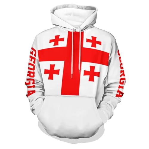 Sweat drapeau Géorgie pour homme, pull blanc idéal week-end décontracté