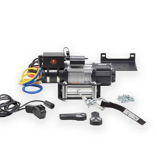 ANTWINCH ATTA 5S Treuil électrique, 12 V, 2,3 t/5000 lbs force de traction 15,2 m, câble en acier, longue batterie sans fil et commande par câble