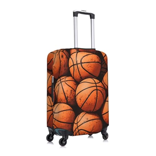 Basketballs In Orange Luggage Covers For Suitcase Travel Suitcase Cover Protector Scratch-Resistant Covers For 22-24 Inch Luggages M3