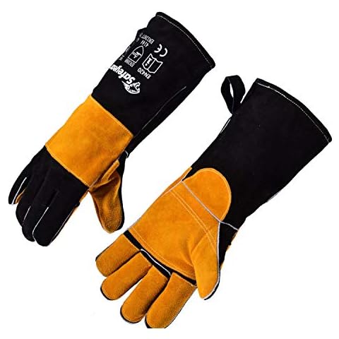 SAFEYEAR Guantes de cuero para soldar con costuras Kelvar, resistentes al fuego y al calor extremo Cover