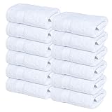 Infinitee Xclusives Luxury Wash Cloths for Showering [13x13] – 100% Cotton Washcloths [Pack of 12], Soft and Absorbent Face Towels for Bathroom Wash Clothes, Gym, and Spa (Brilliant White)