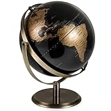 Goplus 9-Inch Metallic Black World Globe, 720° Rotating Earth Globe w/Metal Stand, Educational Learning Toy, Teaching Gift for Kids, Modern Desktop Decoration for Home, Office, School