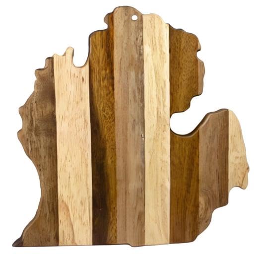 Totally Bamboo Rock & Branch Series Shiplap Michigan State Shaped Wood Serving and Cutting Board | Great for Wall Art
