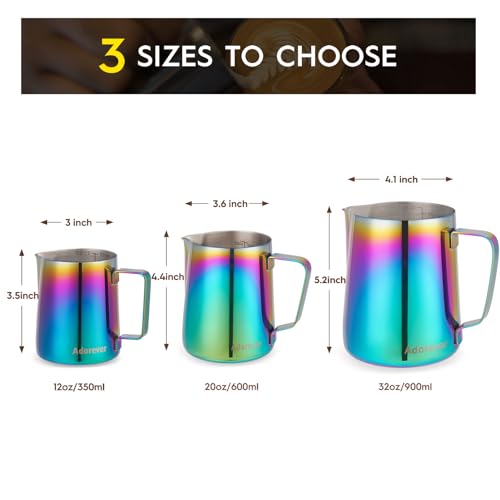 image for Adorever Milk Frothing Pitcher Colorful 350ml (12oz) Steaming Pitchers