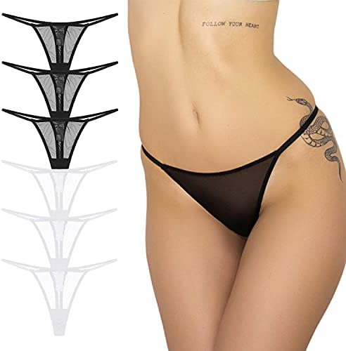Varsbaby Women Mesh G-String Thongs Panties Bikini Lightweight No Show Underwear Pack