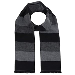 Dxhycc Mens Scarf Black and Gray Striped Scarf Winter Soft Warm Scarves