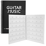 HETOETF Guitar Tablature Notebook, Blank Sheet Music Notebook, 100 Pages Blank Guitar Tab Paper with Chord Chart Poster and Tablature Staves