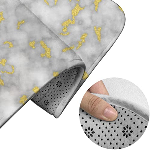 Badezimmerteppich-Set, 3-teilig, Trendige Marmor-Gold-Textur, elegant, waschbar, rutschfest, mit Rückenpolster, Konturteppich und Toilettendeckelbezug – Bild 5