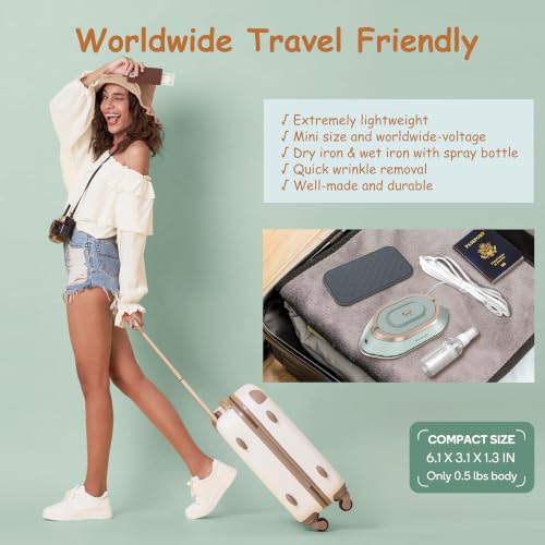 Image of Newbealer Travel Iron Set, 100-240V Mini Dry Iron for Clothes (No Steam)